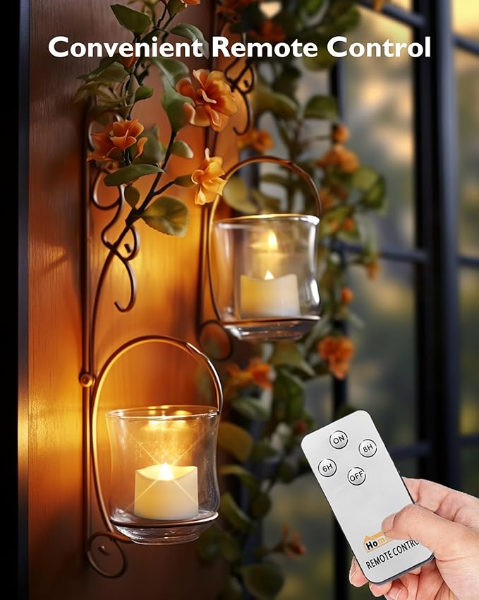 Homemory Flameless Remote Control Tealight Candles with Timer, Battery Operated LED Electric Battery Tea Lights Votive Candles with Remote for Table Decor, Outdoor Decor, Home Decor,12Pcs-Warm White