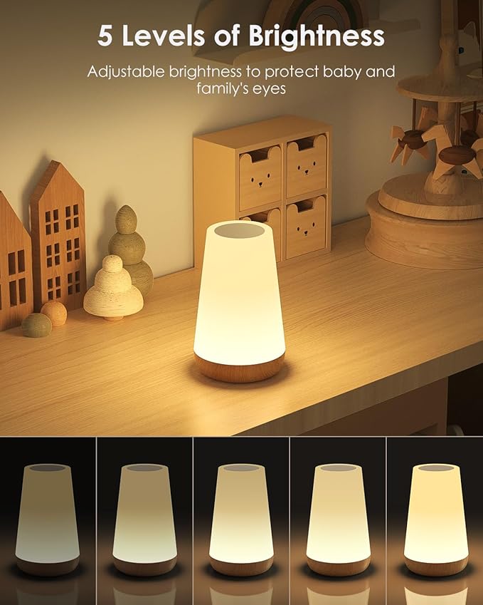 Night Light for Kids Touch & Remote Control, Dimmable Touch Lamp with 13 Color & 5 Brightness, Battery 0perated Lamp with Timer & Memory, LED Nursery Night Light for Bedroom Bathroom Camping