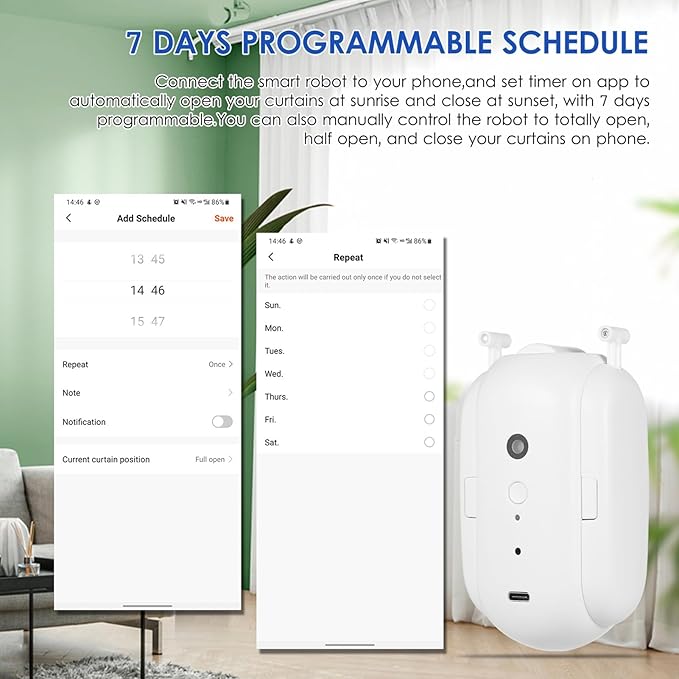 Wireless Automatic Curtain Motor for Track and Rod Systems - Smart Home Automation Device with Bluetooth Connectivity and Integrated Sensors - 4000mAh Rechargeable Battery (U-rail Type Pack of 2)