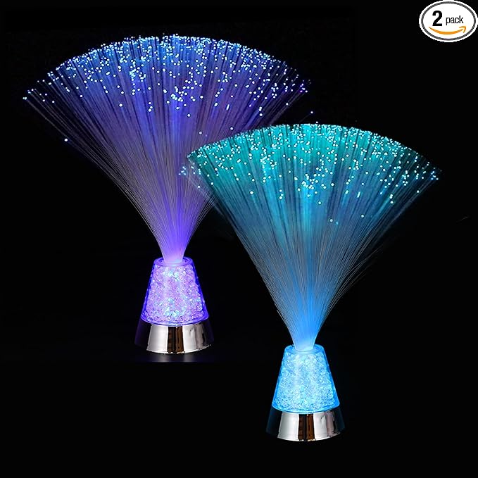 MECCANIXITY Fiber Optic Lamp, LED Novelty Lighting Sensory Mood Light Color Changing in Night for Bedroom Ambient Decorations,2Pcs