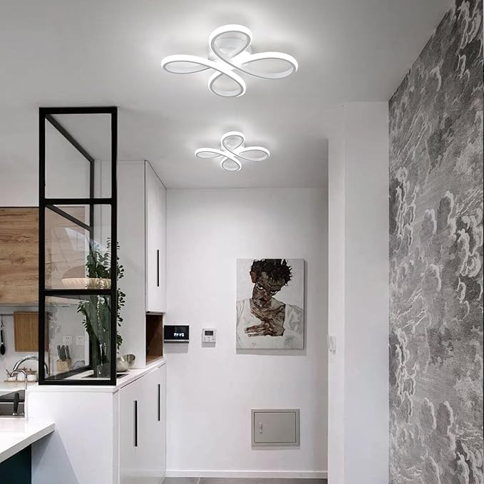 ADISUN Modern LED Ceiling Light, 6000K Semi Flush Mount Ceiling Light Fixture, Modern Unique Ceiling Lights for Living Room Bedroom Corridor Aisle Hallway, 2 Pack