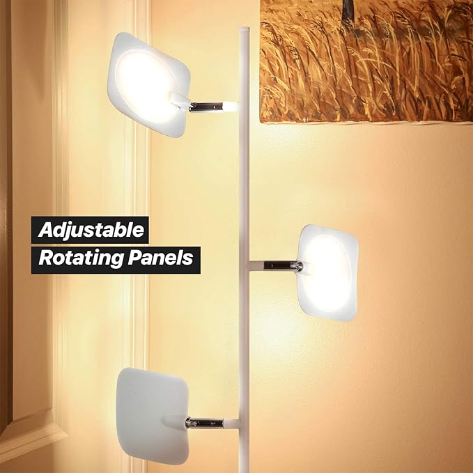 Brightech Tree Floor Lamp for Living Rooms & Offices, Dimmable Standing Lamp for Bedroom Reading, LED Spotlight Floor Lamp, Tall Lamp with Adjustable Panels for Minimal Space Use - White