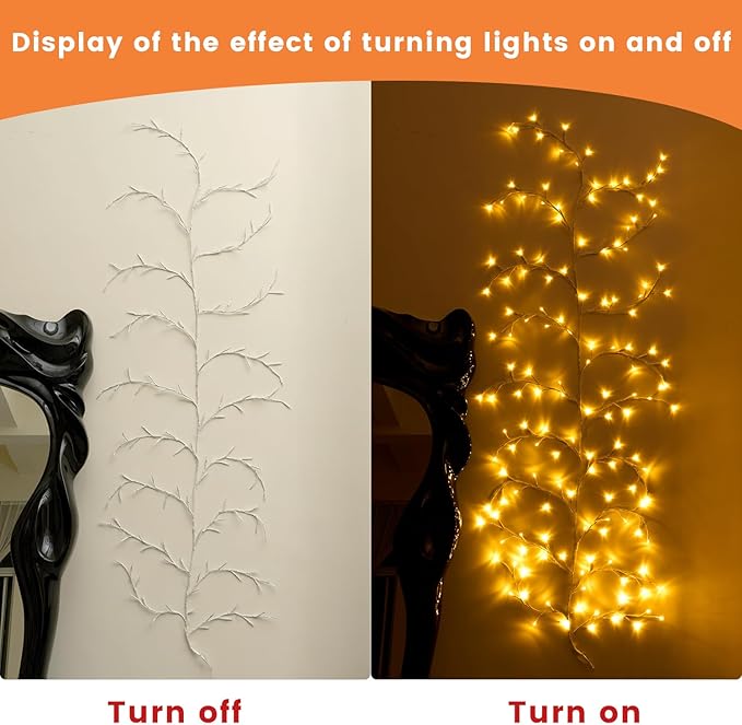 Enchanted Willow Vine Lights with Remote, 18 Branches 144 LEDs Lighted Willow Vine for Wall Decor, Indoor Christmas Swags Decorations for Bedroom, Living Room & Home Decor