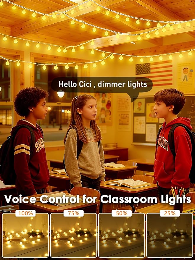 LORRYTE 2026 New Connectable 43FT Smart Voice Controlled Globe String Lights Indoor Outdoor | 100LED Warm White Fairy Lights with Remote & Timer | 12 Modes Waterproof Room Classroom Decorations
