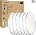 hepside 6PACK LED Flush Mount Ceiling Light, 3000K-4000K-6500K & 100W Equivalent Modern Kitchen Recessed Ceiling Lamp 15W 1500Lm 7.5 Inch for Bathroom Closet Laundry Bedroom Hallway, White