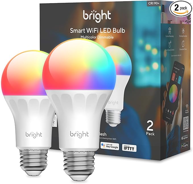 U-tec Smart Light Bulbs, 1100 Lumen, 90+CRI WiFi Mesh & Bluetooth Color Changing A19 Light Bulb, 16 Million DIY Colors RGB Light Bulbs, Compatible with Alexa, Google Assistant Home App, 2 Pack