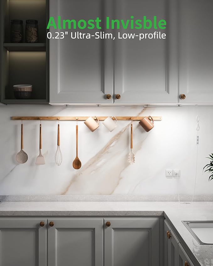Under Cabinet Lighting Plug-in, Dimmable Under Counter Lights for Kitchen, 3pcs 12 Inch, Daylight White 4500K Linkable USB Led Light Strip, Wired Led Light Bar for Desk,Sink,Workbench