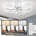 26inch Modern LED Ceiling Light, 6 Rings Flower Flush Mount Light Fixture with Remote Control Chrome Dimmable Ceiling Lamp for Living Room, Bedroom, Dining Room, Hallway, Kitchen