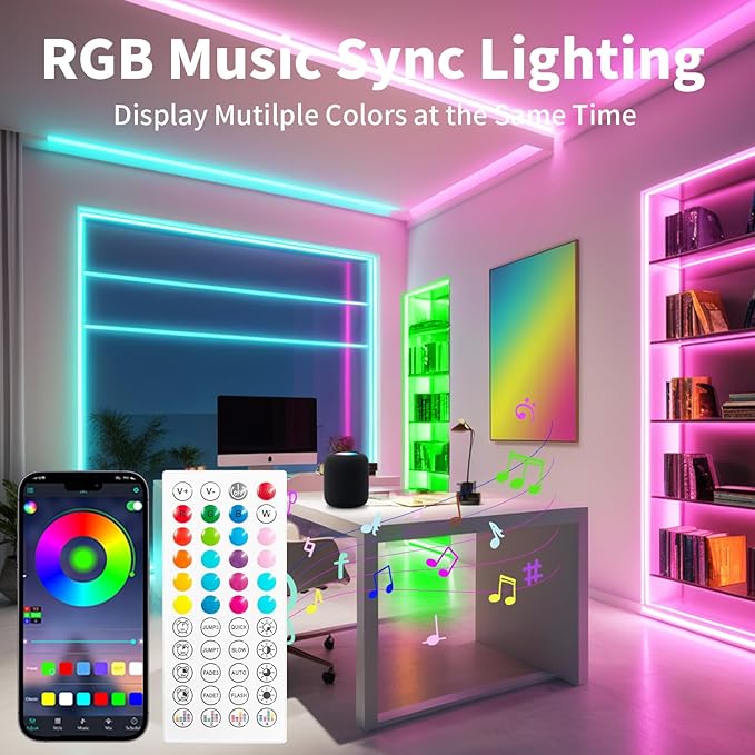 5M RGB Neon LED Strip Lights, 12V Easter Outdoor Neon Rope Lights with App/Remote Control, Color Changing, Valentines Cuttable Waterproof Light Kit for Bedroom TV Backlight Gaming Room Wall Bar Decor