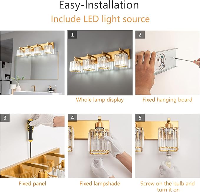 19.5" KnurledBrassWallSconcesSetof2,BronzeBathroomVanityLightFixtureswithWaterRipplesGlassTube,ModernLampforBedroom,LivingRoom,Hallway,Staise,Mirror,Kitchen