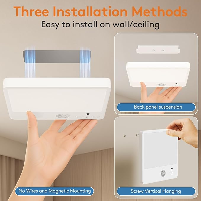 Fast Charging Motion Sensor Closet Light Indoor, Battery Powered Operated Ceiling Lights with Remote, Rechargeable Magnetic Wireless Shower Light for Closet Bathroom Stairs Hallway Pantry, 6.3 Inch