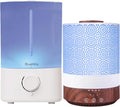 BlueHills Premium Set of Two Large 5000 ML XL and 2500 ML Essential Oil Diffusers Humidifier Combo for Large Room Home with Décor LED Lights Great Gift – Value Pack of White and Dark Wood Grain