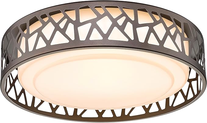 Flush Mount Ceiling Light, 12 inch 15W LED Dimmable Lighting Fixture, 3000K Warm White, Oil Rubbed Bronze Fihished, ETL Listed for Kitchen, Hallway, Bedrooms (Metal Body and Acrylic Shade)