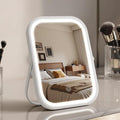 Vanity Mirror with Lights, 8"×6" LED Makeup Mirror Built-in 1500mAH Lithium Battery, Smart Touch with 3-Color Lighting, Dimmable, Lighted Up for Makeup Desk, Travel (White)