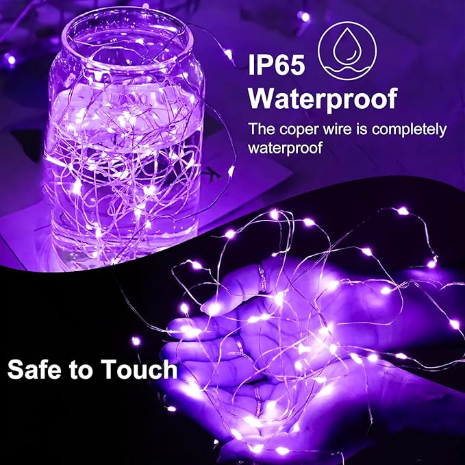 8Pack Fairy Lights Battery Operated, 7ft 20 LED 3 Modes Speed Twinkle Mini String Lights Waterproof Silver Wire Firefly Starry Lights for Mason Jars Wedding Party Christmas Decorations