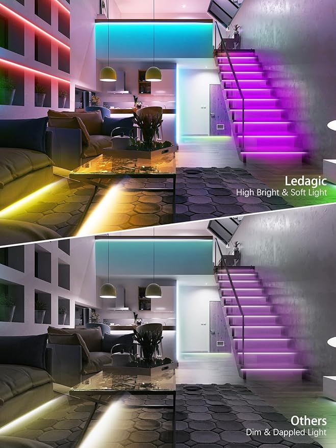 Led Lights for Bedroom 20ft 180Leds Music Sync Color Changing Led Strip Lights with 60 Key Remote and App Control RGB Led Light Strip for Home Party Room Decoration