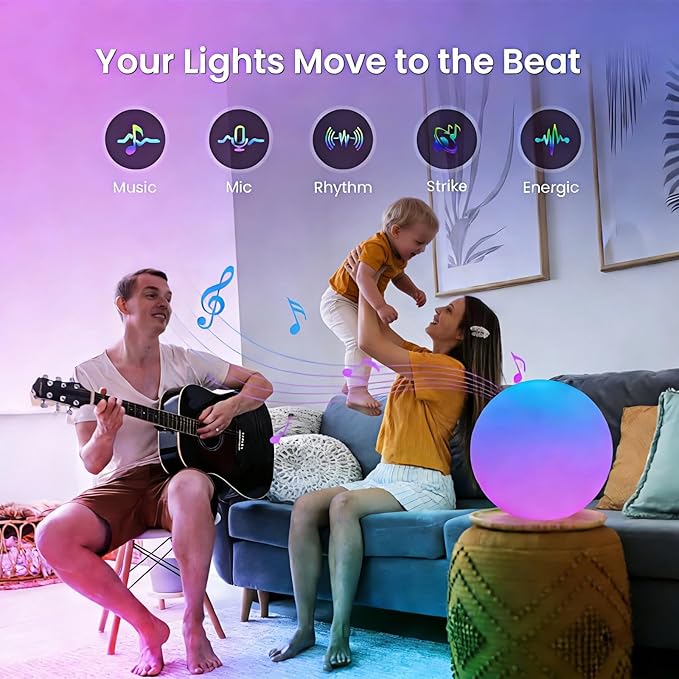 LOFTEK LED Dimmable Light Ball, Nursery Night Light with Remote, IP65 Waterproof Floating Pool Lights, 16 RGB Colors & 4 Modes, Portable & USB Charging,12-inch Corded Electric
