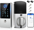 Smart Door Lock Deadbolt, Keyless Entry Door Lock with Fingerprint & Keypad,App Control,Auto Lock,Electronic Digital Lock for Front Door Home Apartment Rental,Easy Installation,Satin Nickel Silver