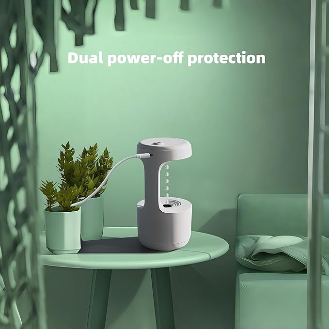 Humidifiers for Bedroom, 800ml Cool Mist Air Humidifie, Anti-Gravity Digital Humidifier with LED Display, Quiet Knob Control for Bedroom, Plants, Nursery, Office - White