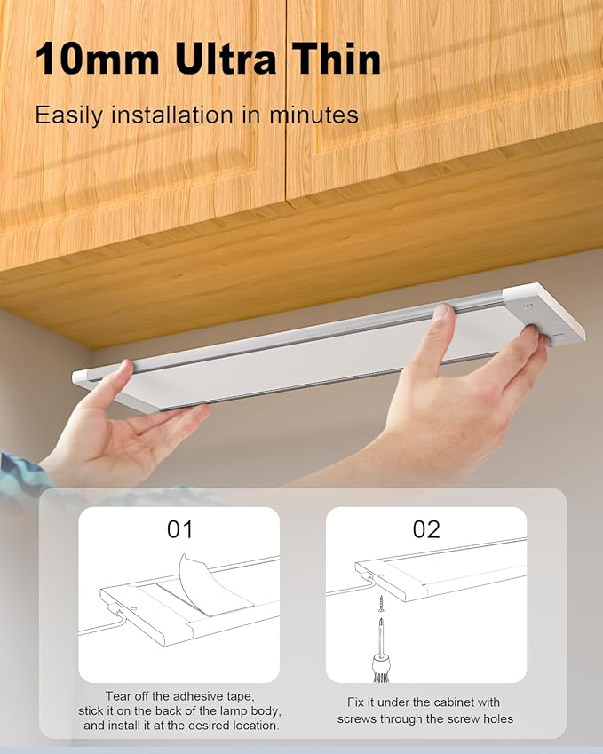 MYPLUS 12" Under Cabinet Lights Panel, Super Bright Under Counter Lighting with 84 LEDs,Warm White,Cool White and Daylight, ETL Listed, Ideal for Kitchen, Cupboard, Workbench, Desk