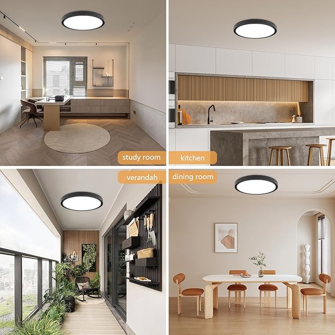 12PK 12 Inch LED Flush Mount Ceiling Light, 24W, 2520LM, 3000K/4000K/6000K CCT Selectable Super Slim LED Ceiling Light, Close to Ceiling Round Flat Panel Light for Hallway, Bedroom,Kitchen ect