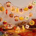 Chinese New Year LED Lights 10FT 20LED Spring Festival String Lights 2026 Chinese Lunar Decorations with 10 Lucky 3D Patterns Battery Operated 2 Lighting Modes for Chinese New Year Housewarming Decor