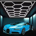 Large Hexagon Garage Lights 14 Hex Led Lights with Rectangle Frame Octagon Honeycomb Commercial Lighting for Garage Car Detailing Barber Shop Gym Warehouses Basement.