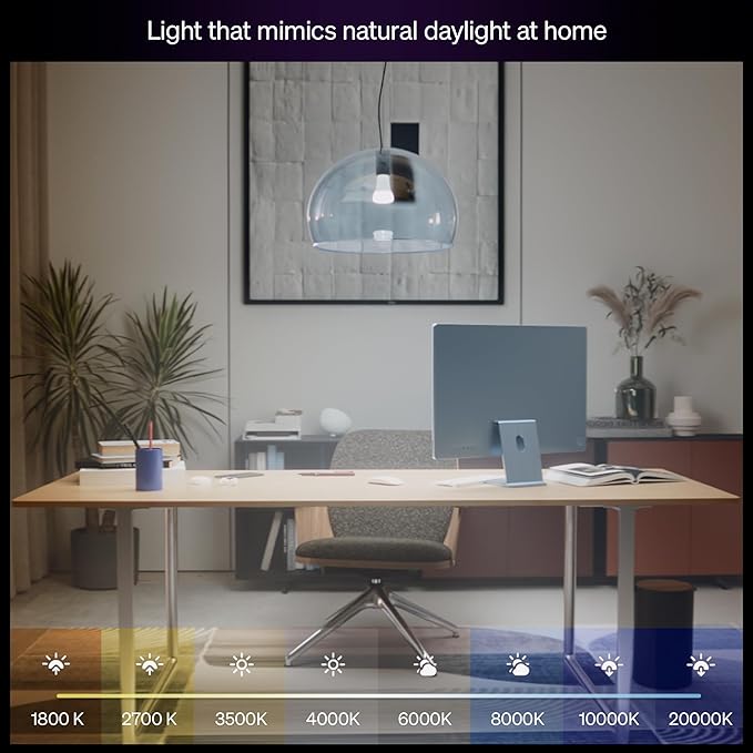 Philips Hue Smart LED A19 Bulb, 3 Pack, White & Color Ambiance, E26 Base, 7.2W, Full Spectrum Light 1000K-20000K, 810 Lumens, Dimmable LED Bulbs, Works with Alexa, Google,& Apple Home