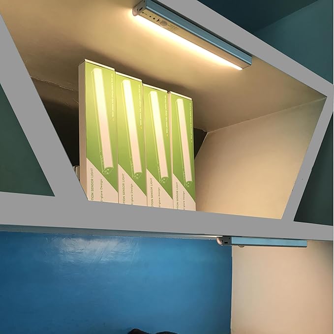 Under Cabinet Lighting Wireless 45 Side Emitting, Motion Sensor Light Indoor Adjustable Brightness, Closet Light 3 Color Temperatures, Rechargeable Lights for Home Counter Kitchen Pantry