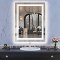 WTTY LED Bathroom Mirror with Backlit and Front Light, 27.5" X 35.4" Stepless Dimmable LED Mirror for Bathroom,Anti-Fog Lighted Bathroom Vanity Mirror Modern,Memory Function,Shatter-Proof