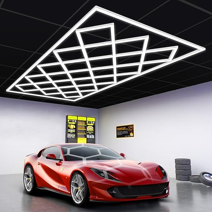 Large Hexagon Garage Lights 23 Hex Ultra-Bright Led Lights New Updated Diamond Commercial Lighting for Garage Car Detailing Barber Shop Gym Warehouses Basement.
