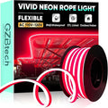 GZBtech Flexible LED Neon Rope Lights 16.4FT,AC 110-120V Waterproof Strip Light, 120LEDs/M Cuttable Connectable Neon Lighting for Indoor Outdoor Home Decor/Commercial Building Use-Red 5M, ETL Listed