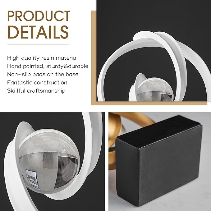 Modern White Statue Decor for Living Room, Abstract Art Sculptures Home Décor Accents for Coffee Table TV Stand Bookshlf, Resin Decorations for Dining Room Office Bedroom