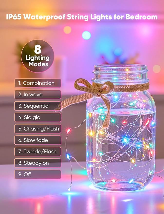 Minetom 12 Pack Pastel Christmas Lights, Easter Decor 7ft 20 LED Fairy Lights Battery Operated String Lights, Easter Decorations for Home, 8 Modes Waterproof Silver Wire Twinkle Lights