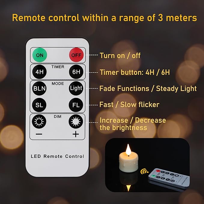 Rechargeable LED Tealight Candle with Remote Control & Timer Flickering FlamelessTea Light Electric Fake Candles with USB Charging Cable for Halloween,Latern,Table,Xmas Decor (12pcs,Warm White)