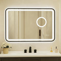 24x36 Inch Black Framed LED Bathroom Mirror with Lights,Magnifying Tempered Glass, Dimmable Lighted Bathroom Vanity Mirror with 3 Colors, Backlit + Frontlit,Anti-Fog