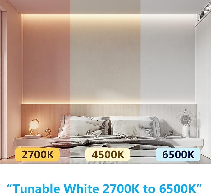 dalattin COB LED Strip Lights,16.4ft LED Lights, 608 LEDs/m High Density Flexible 24V Flexible Tape Light with Remote & Touch Control,Dimmable 2700K-6500K for Living Room, Bedroom, Kitchen Lighting
