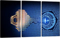 3 Panel Framed Wall Art A Key Formed from Binary Code Goes Into an Abstract Lock Posters and Prints for Bedroom Living Room Wall Decoratio, Ready to Hang, 20x40inchx3