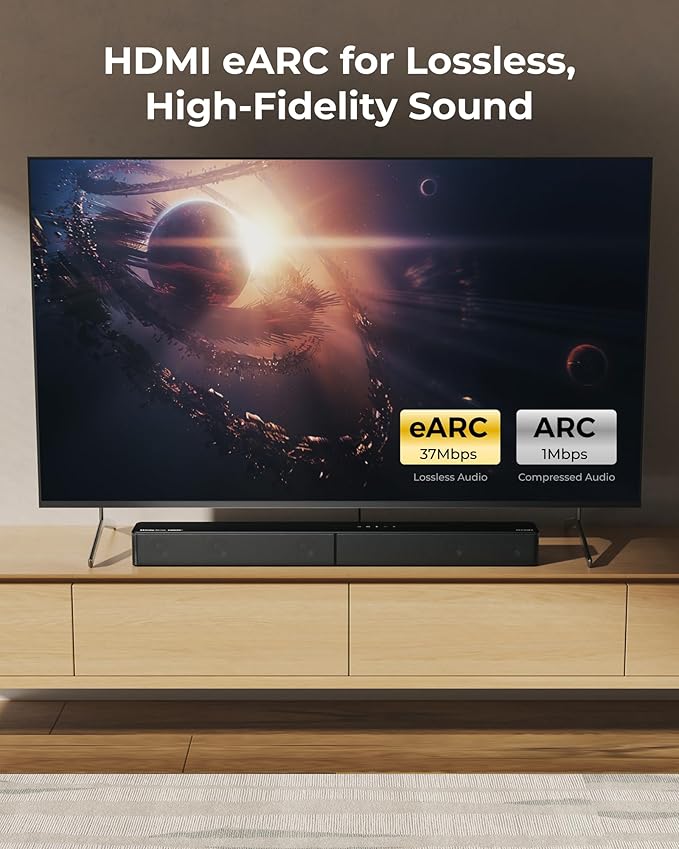 ULTIMEA 5.1CH Surround Sound Bar with Subwoofer, Dolby Atmos, VoiceMX, BassMX, APP, 300W Soundbar for Smart TV, Home Theater Surround Sound System for TV, BT 5.4, Poseidon M60 (2025 Model)