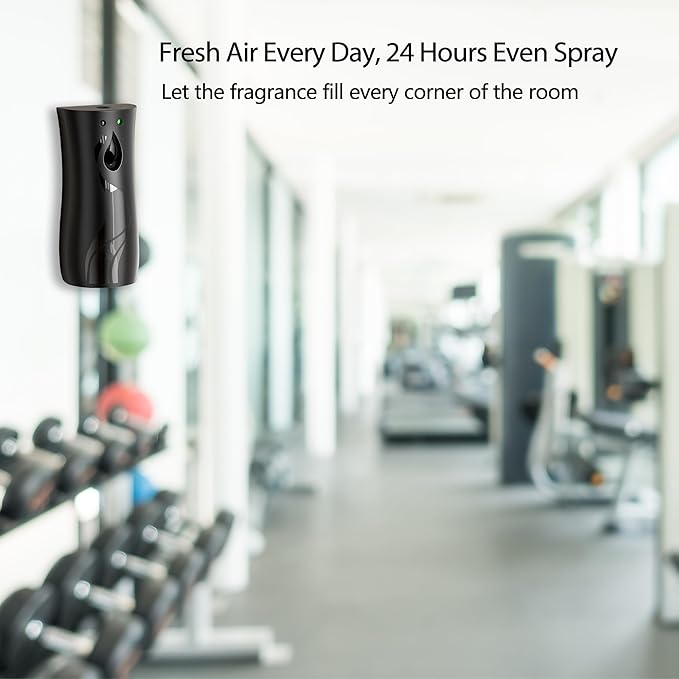 8-Pack Automatic Air Freshener Spray Dispenser with Remote Control,Wall Mounted/Free Standing for Commercial Use,Multiple Time Scent/Mist Release Settings for Room/Restroom (BLACK, standard)