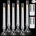 Homemory 6 Pcs Flameless Taper LED Candles with Remote and Timer, 3D Wick Flickering, Window Candles with 2 Light Modes, Battery Operated for Xmas Wedding Decor, 9.6 Inch