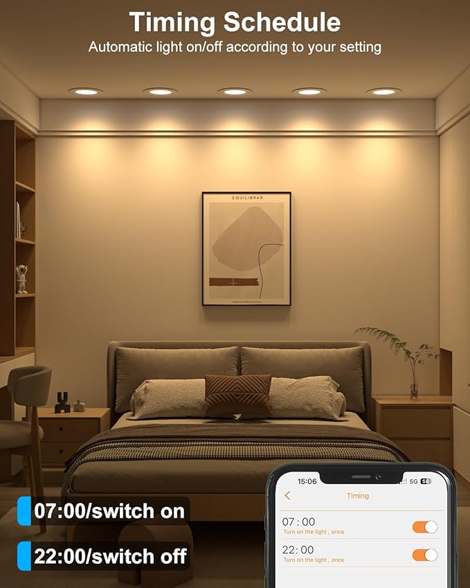 LED Recessed Lighting 6 inch/5 inch, Smart RGB Bluetooth Can Lights, 13W 1050LM, Color Changing, Retrofit Led Recessed Light Compatible with Alexa for Bedroom Living Room Kitchen, 6Pack