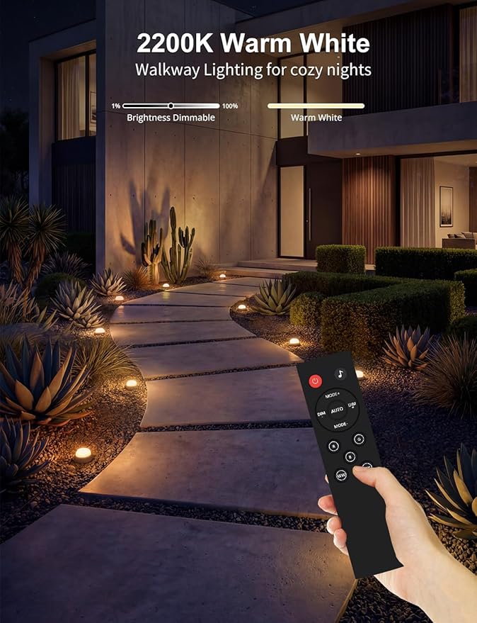 APPECK Smart Outdoor Ground Lights 16 Pack, 50FT RGBW Color Changing Pathway Lights Wired, IP65 Waterproof Landscape Lights, for Garden Yard Lawn Walkway Holiday Party Decor, Compatible with Alexa