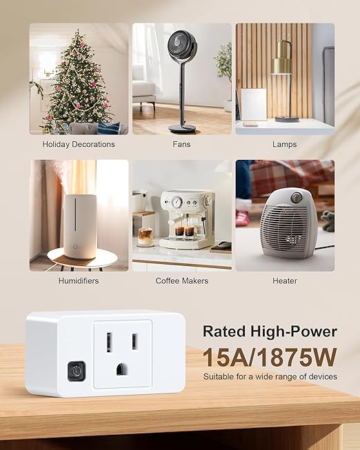 Remote Control Outlet with Portable Magnetic Switch, 200FT Long Range Wireless On Off Switch, Mini Electrical Outlet Plug, 15A/1875W High-Power for Lamps, Lights, Household Appliances