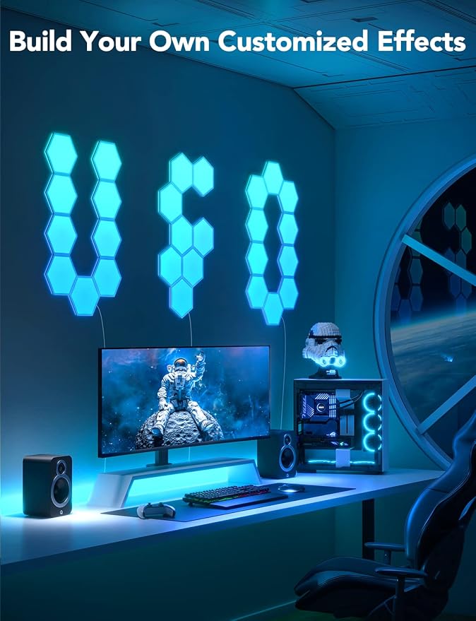 Govee RGBIC LED Lights, Wi-Fi Smart Home Creative Wall Lights with Music Sync, Compatible with Alexa Google Assistant for Indoor Gaming Decor