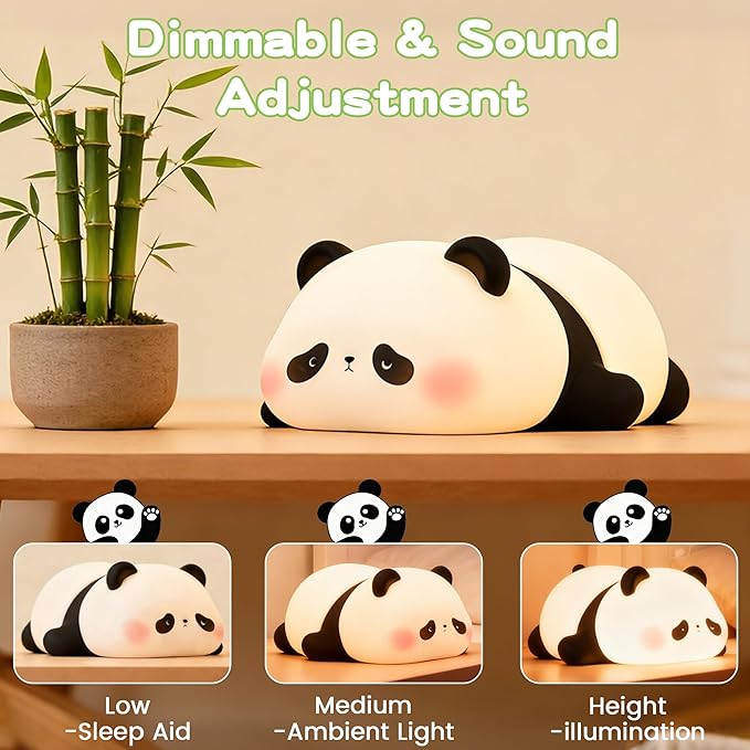 Cute Panda Night Light for Kids, LED Panda Lamp, Food Grade Silicone Novelty Animal Night Lamp,Dimmable Nursery Squishy Nightlight, Cool Gifts for Kids, Office Desk/Baby Boys/Girls Room Decor