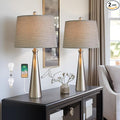 Oneach 25.75" Table Lamps Set of 2 for Living Room Bedroom, Bedside Lamp 3-Way Dimmable Touch Control, Modern Silver Nightstand Light Fabric Shade Vintage Accent Style