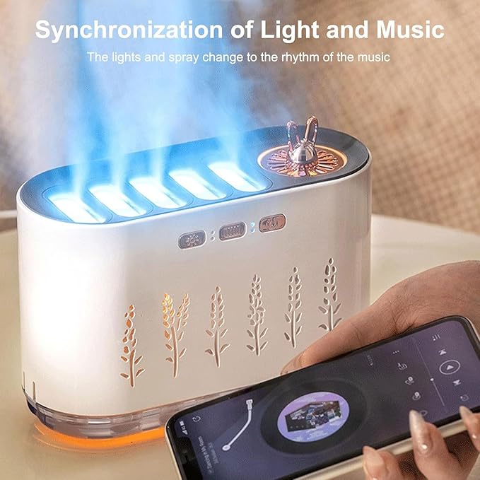 5 Nozzle Cool Mist Humidifier, Music-Sensing Humidifier Diffuser with 20 Color LED Light, 700ML Essential Oil Diffuse, Auto Shut-Off, Aroma Diffusers Humidifiers for Bedroom Home Office (White)