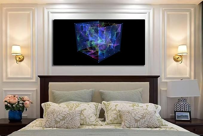 Wibinuki Wall Art Wall Decor Wall Paintings Abstract D cube quantum computing. Multi core box. D algoritm for Living Room Bedroom Bathroom Home Decor Can Be Hung Directly 20"x 40"
