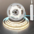 5V Motion Sensor COB LED Strip Lights 2P,Time-Delay and Brightness Adjustable,Two Power Supply Options: Batteries(Not Included) or USB,9.84FT/3M,Natural White 4000K,for Kitchen Cabinet